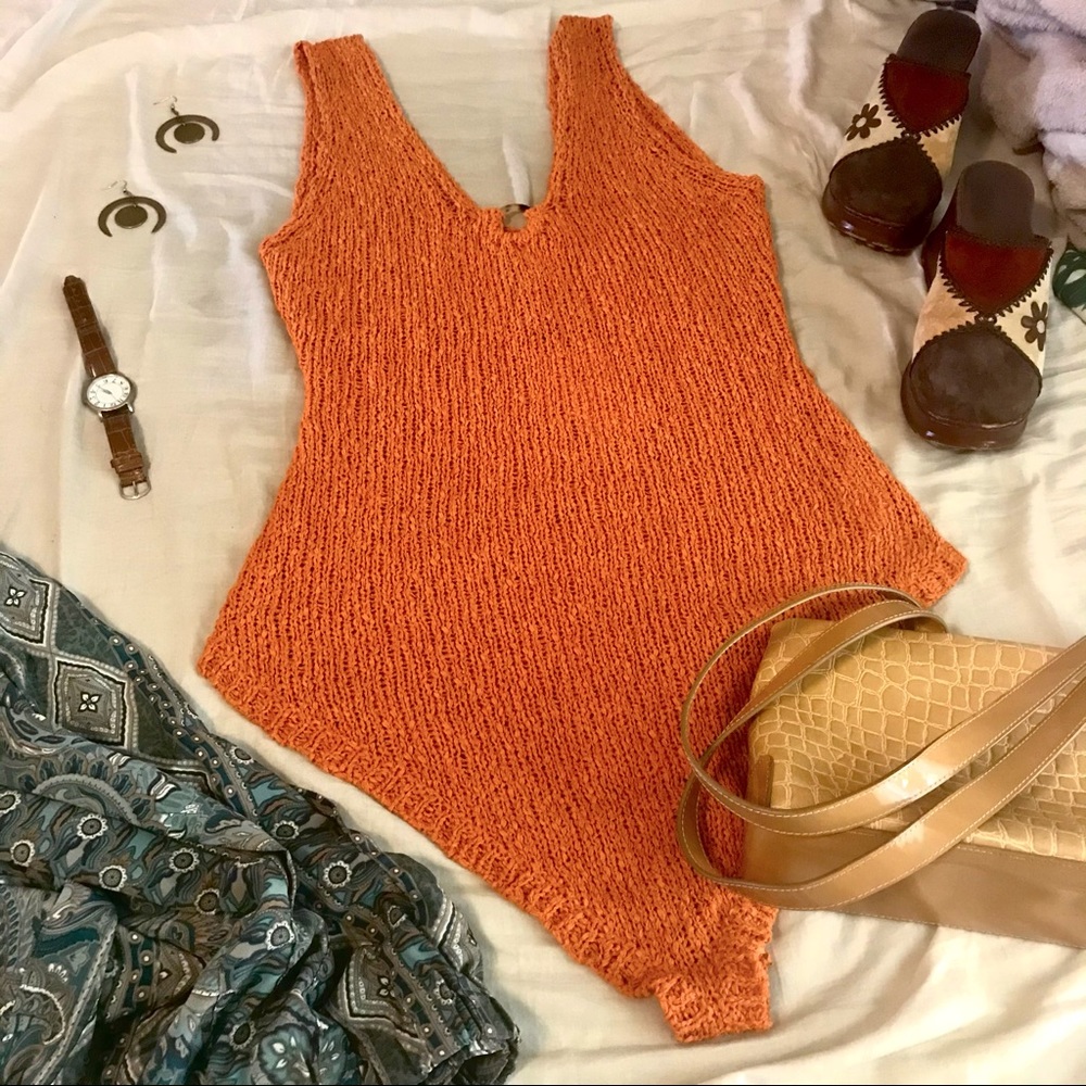 burnt orange knitted bodysuit by MISSGUIDED TALL
